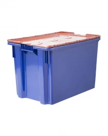 Ящик 600х400х400 Safe PRO сплошной, цв. синий с оранжевой крышкой