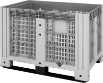 Контейнер 1200х800х800 мм перфорированный серый на полозьях Контейнер 1200х800х800 мм перфорированный серый на полозьях