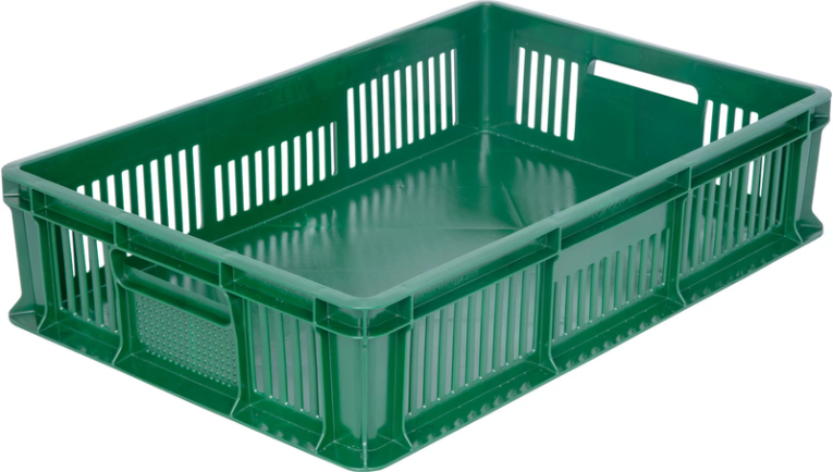Ящик 600х400х140 мм дно сплош.стенки перф. с полузакрытой ручкой зеленый купить в Ростове-на-Дону
