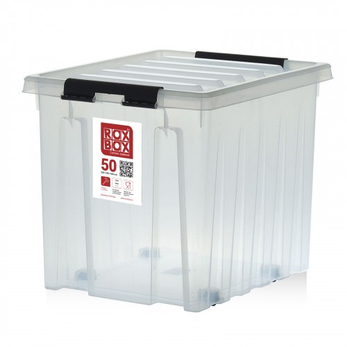Контейнер Rox Box Original 50 (500х390х390 мм с крышкой и клипсами, на роликах, прозрачный) купить в Ростове-на-Дону
