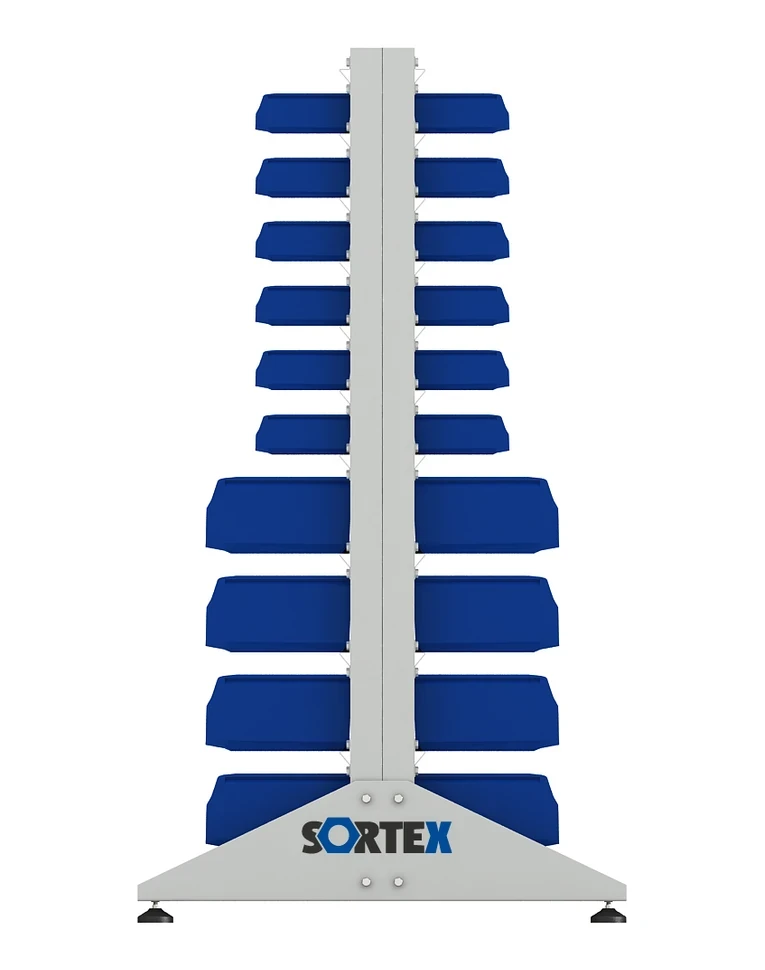 Стеллаж для пластиковых лотков SORTEX двухсторонний 1500x1000x800.04 купить в Ростове-на-Дону